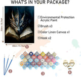 MBNTJHT Dragon Paint by Numbers Kit for Adults,Black Dragon and Book Paint by Number Kits with Brushes for Adults Beginner,DIY Unframed Oil Painting Kits for Home Wall Decor 16x20 Inch. MBNTJHT