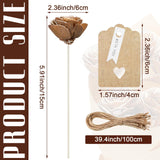 Hotop 5 Sets 5th Year Anniversary Wooden Rose Bouquet Artificial Wood Flower with Sticks Wedding Party Gift Label with Twine for Couple Gifts Women Home Centerpieces DIY Decoration Hotop