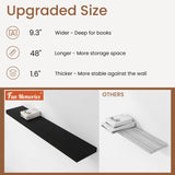 Fun Memories Floating Shelves 48 Inch Long, 9.3 Inch Deep Wall Shelf Fireplace Mantel, Rustic Farmhouse Solid Wood Shelves for Wall Decor Bathroom, Kitchen, Office, Black, Set of 1 Fun Memories