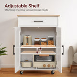 MAHANCRIS Kitchen Island on Wheels with Drop Leaf, Folding Countertop Kitchen Island Cart, Kitchen Island Table with Towel Rack, Drawer, for Kitchen, Dining Room, White and Natural KINW12501 MAHANCRIS