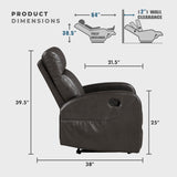 Lexicon Manual Reclining Sofa, Faux Leather Recliner Sofa, Wall Hugger, Track Arms, Magazine Pockets, Manual Dual Recliners Couch for Living Room/Office/Apartment, Easy Assembly, Espresso Lexicon