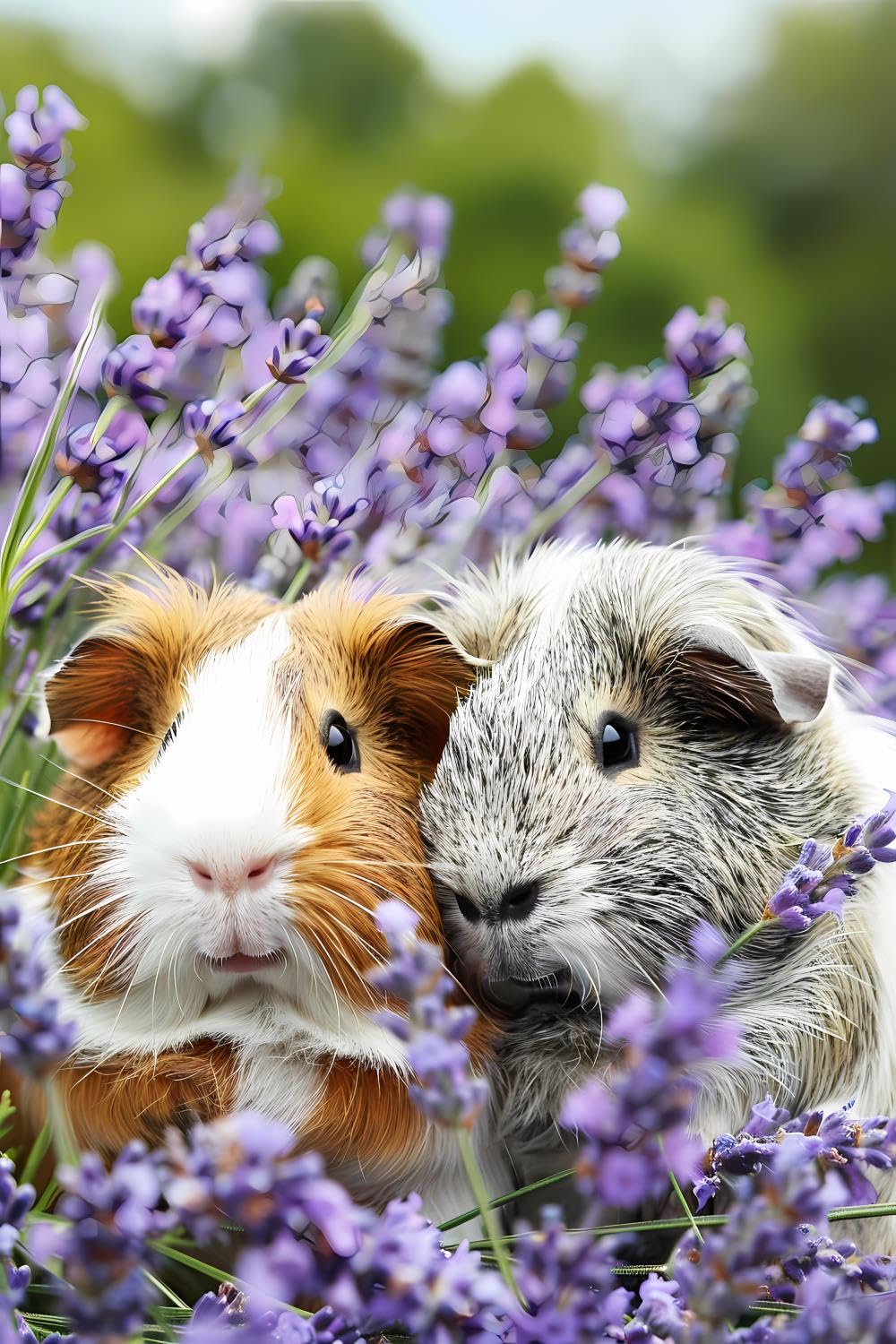 CUEAEAD Guinea Pigs in The Lavender Fields 5D DIY Full Drill Round Art Diamond Art Perfect for Home Wall Deco Guinea Pig Diamond Painting Kits for Adults 12x16 inch CUEAEAD