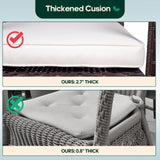 Niubya 3 Piece Wicker Rocking Chair Patio Furniture Sets, Outdoor Wicker Bistro Rattan Chair Conversation Sets with Cushions and Coffee Table, Beige and Brown Niubya