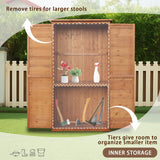 YTGLEN Outdoor Storage Cabinet, Wood Garden Shed, Pool Storage Shed with Lockable Door, Waterproof Roof and 2 Removable Shelves, Vertical Outside Storage Shed for Patio, Backyard and Lawn, Oak Brown YTGLEN