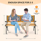 VINGLI Outdoor Bench Metal Garden Bench Front Porch Bench, Wood Patio Bench w/PVC Backrest Cast Iron Love Seat Park Benches (Arched Back) VINGLI