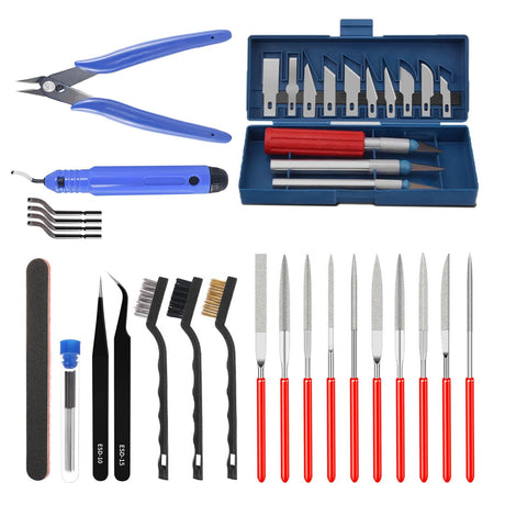 46Pcs 3D Printer Tool Kit Includes Deburring Tool, Files,Cleaning Needles, Brush,Carving Knife,3D Printier Accessories Set for Cleaning, Finishing 3D Printing Model MILUOSONG