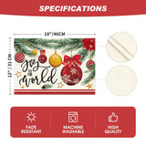 Artoid Mode Joy to The World Xmas Red Balls Christmas Placemats Set of 4, 12x18 Inch Seasonal Winter Pine Cone Table Mats for Party Kitchen Dining Decoration Artoid Mode