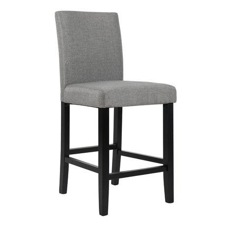 LSSPAID Bar Stools Set of 2, 24.8 Inch Upholstered Fabric Counter Height Stools, Modern Kitchen Island Wood Bar Chairs Barstools with Backrest and Solid Wood Legs, Grey LSSPAID