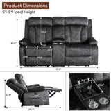 GUEAPY Reclining Loveseat-Power Reclining Loveseat with Console,Love Seat Recliner Sofa,Dual Reclining loveseat with Heat and Massage,Cup Holders, USB & Type-C Charge Ports,Pocket, for Living Room GUEAPY