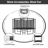 YORIN Tranpoline 14FT, Outdoor Tranpoline for Kids and Adults 1400LBS Tranpoline with Basketball Hoop, Enclosure Net, Back Yard Heavy Duty Recreational Tranpolines, ASTM Approved YORIN