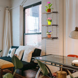 Nuanchu 2 Pieces Decorative Wall Hanging Shelves Window Shelf for Plants 3 Tier Distressed Rustic Home Decor Wood Rope Shelf Floating Indoor Wall Swing Hanging Plant Shelves for Living Room Bathroom Nuanchu