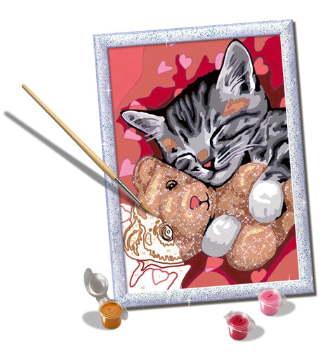 Ravensburger Peaceful Kitten Paint by Numbers Kit for Kids - 20266 - Painting Arts and Crafts for Ages 9 and Up Ravensburger