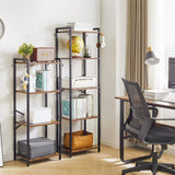 YMYNY Bookcase, 4-Tier Narrow Ladder Bookshelf, Freestanding Shelving Unit, Multifunctional Storage Rack, for Home Office Living Room Bedroom Kitchen, Plant Stand, Rustic Brown, 44*16.9*11.4"UHBC004H YMYNY