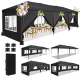 COBIZI 10x30 Pop Up Canopy Tent with 8 Sidewalls Tents for Parties Waterproof Camping Canopy Ez Up Party Tent Outdoor Portable Gazebo for Backyard Commercial Event Tent with sandbags, Black COBIZI