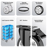 5 inch Caster Wheels, Heavy Duty Casters Set of 4, Locking Swivel Industrial Plate Casters with Double Ball Bearings,Wheels for Furniture, Workbench, Cart(Two Hardware Kits Include) LUTUMEI