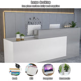 Reception Counter Desk, Front Counter Desk with Lockable Drawers, Modern Retail Counter, Wooden Computer Desk Reception Table, for Checkout Office/Beauty Salon/Lobby 160x60x100cm F-Right ZXLBTNB