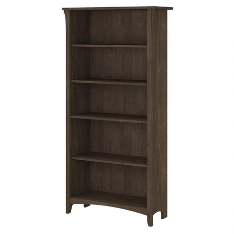 Bush Furniture Salinas 5 Shelf Bookcase in Ash Brown, Tall Bookshelf, Large Book Shelf for Living Room, Home Office, or Entryway Bush Furniture