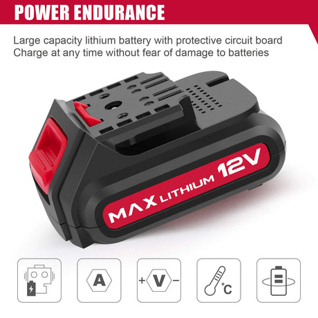 Eastvolt 12V Cordless Electric Ratchet Wrench Set, 3/8 Inch 35 Ft-lbs Power Wrench Tool Kit with Fast Charger, 2.0Ah Lithium-Ion Battery, 7-Pieces 3/8 Inch Metric Sockets and 1/4" Adaptor, Black + Red Eastvolt