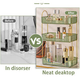 Shuang Qing Bathroom Counter Organizer - Countertop Storage, Cosmetics & Skincare Shelf, Makeup & Perfume Organizer, Spice Rack for Kitchen (3 Tier - Green) shuang qing