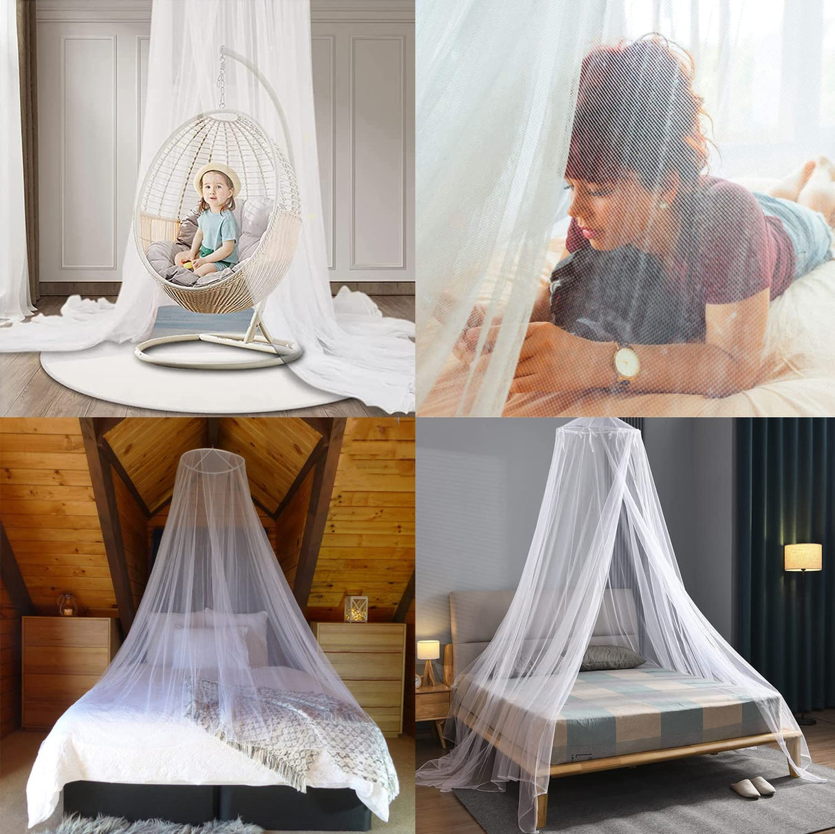 Mosquito Net Bed Canopy for Girls,King Canopy Bed Curtains Full Queen Size from Ceiling,Dome Mosquito Netting Bed Tent Twin Girls Princess Canopy Bed White Decor for Baby Crib,Kid Bed and Adult Beds Comtelek