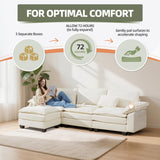 Mvpipi 108" Modular Sectional Sofa, Comfy Cloud Couch with Ottoman & USB Port for Living Room, L Shaped Modern Chenille Couches with Throw Pillows for Bedroom, Apartment, White Mvpipi