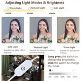 FURNJOYLIFE Black Makeup Vanity Desk with Lighted Mirror & Power Outlet,3 Color Modes, Brightness Adjustable,Vanity Table with Drawer,Sliding 2 Storage Wall-Mounted Jewelry,4 Shelves for Bedroom FURNJOYLIFE