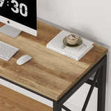 BON AUGURE Farmhouse Computer Desk, Modern Industrial Home Office Desk, Wood Metal Study Writing Table, Sturdy Gaming Desk (Vintage Oak, 54 Inch) BON AUGURE