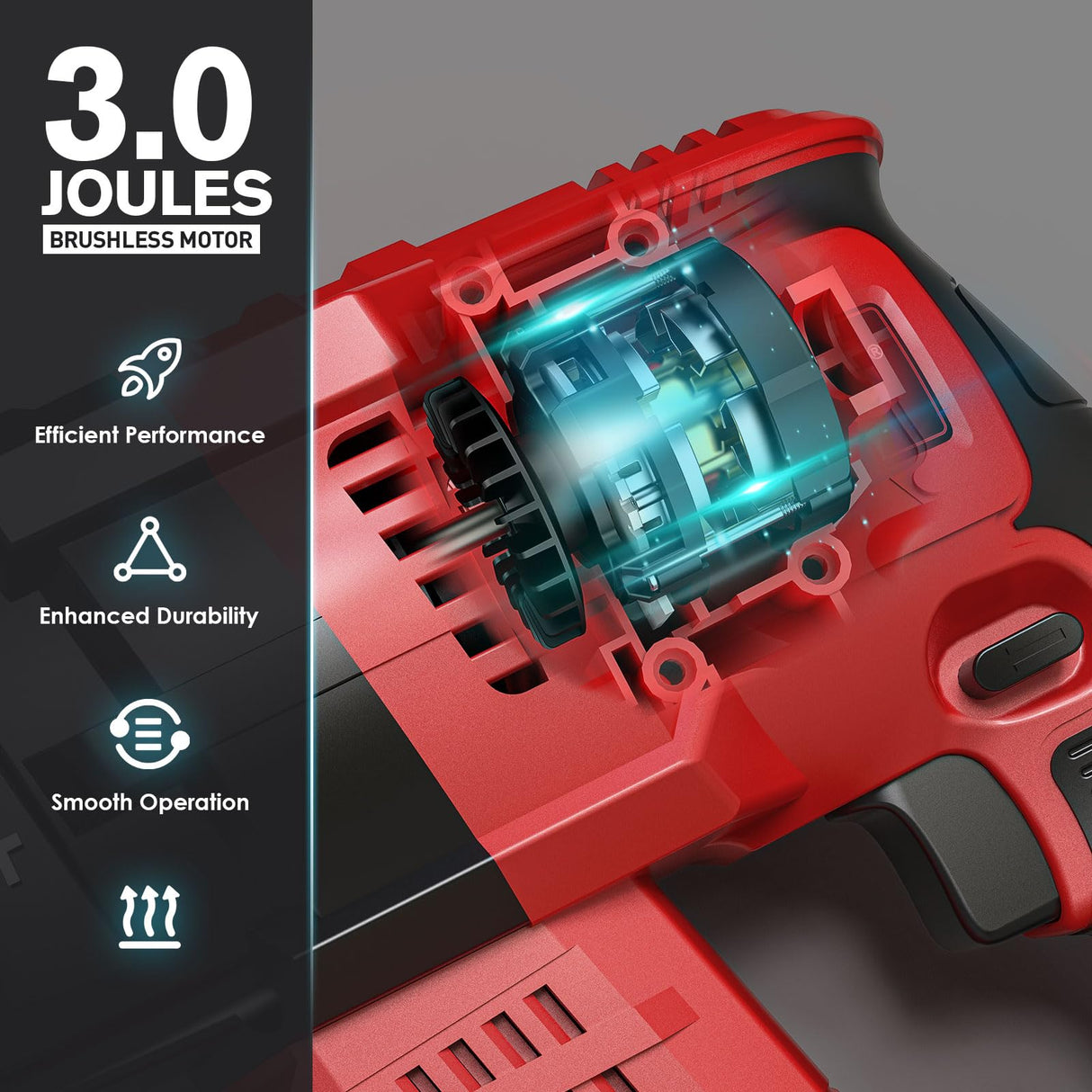 Rotary Hammer Drill For Milwaukee 18V: 1" SDS Plus Brushless Rotary Hammer - Safety Clutch 4 Application Modes Fastest Drilling For Concrete Tile Wood Wall Including 4 Drill Bits(Battery not included) MtiolHig