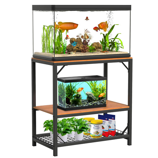 ZSLTLDU 20 Gallon Aquarium Stand, 20 Gallon Fish Tank Stand, 29.5" L x 15.7" W x 30.7" H Metal Frame Reptile Tank Stand, Fish Tank Table Stand for Accessories Storage