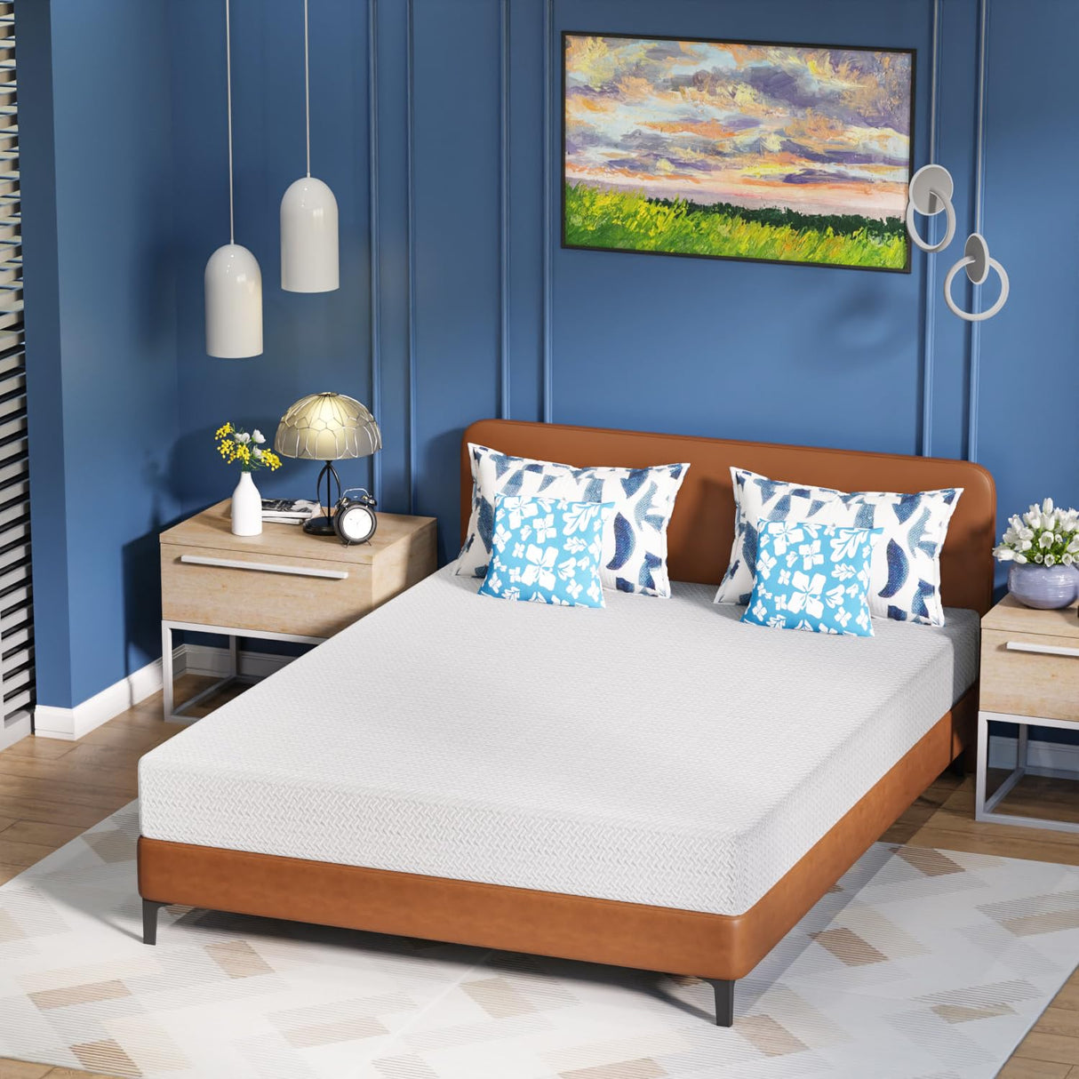 FDW King Green Tea Cooling Gel Memory Foam Mattress/Medium-Firm Mattress for Pressure Relief for Kids & Adults/CertiPUR-US Certified FDW