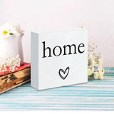 KENTUOK Home Cute White Wooden Box Square Sign, House Bathroom Bedroom Wood Box Sign for Home Living Room Shelf - Rustic Desk Décor, Table Decoration 5 x 5 Inch KENTUOK