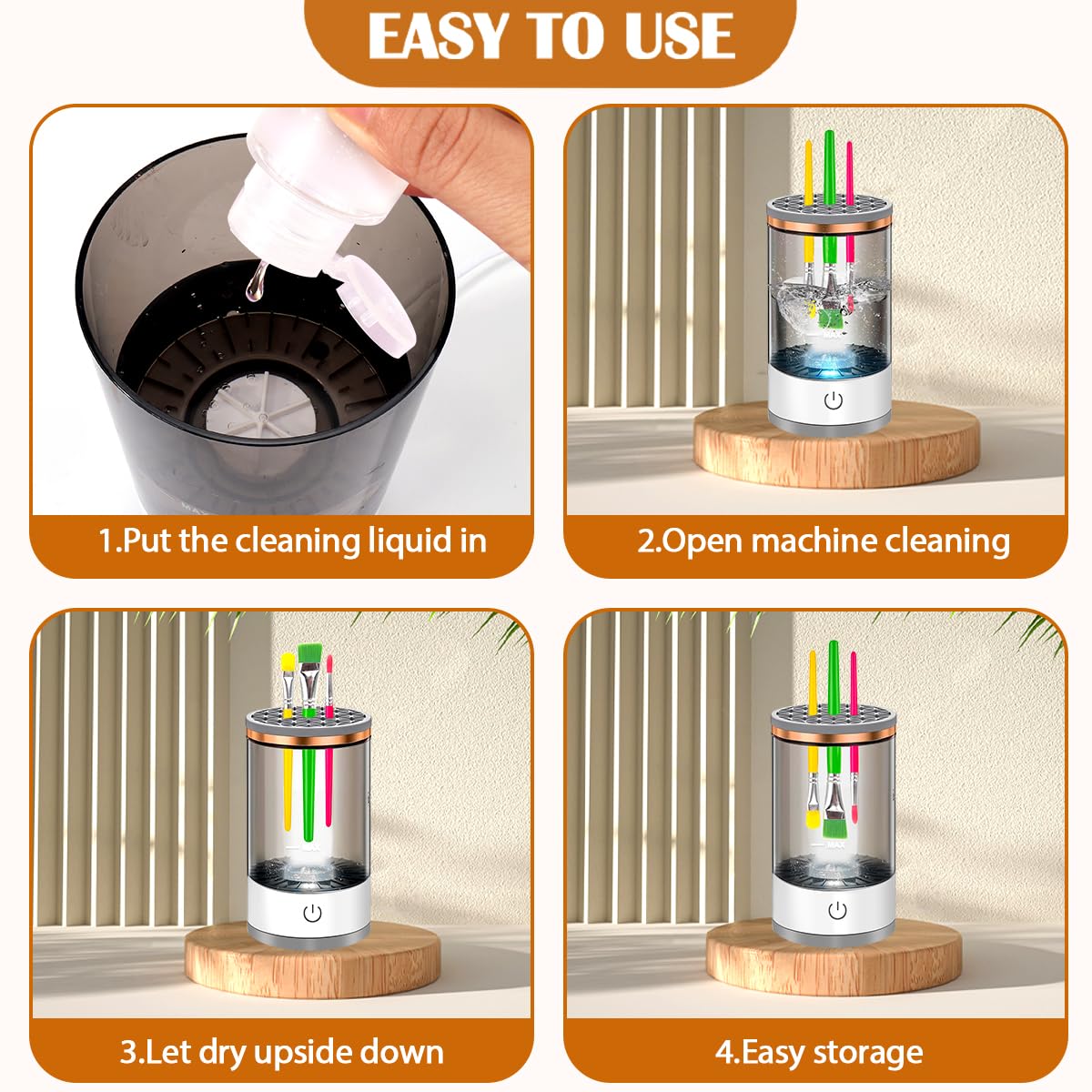 Vodolo Electric Paint Brush Cleaner Machine,Easy Premium paintbrush Cleaner Professional Automatic Spinning Water Color Brush Cleaning Tool Cleanser Machine,Painting Artist Accessories Vodolo