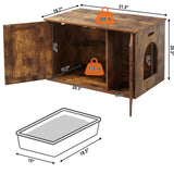 Timberer Cat Litter Box Enclosure, Litter Box Furniture Hidden with Removable Divider, Wooden Cat Washroom Furniture, Indoor Cat House, Rustic Brown Timberer
