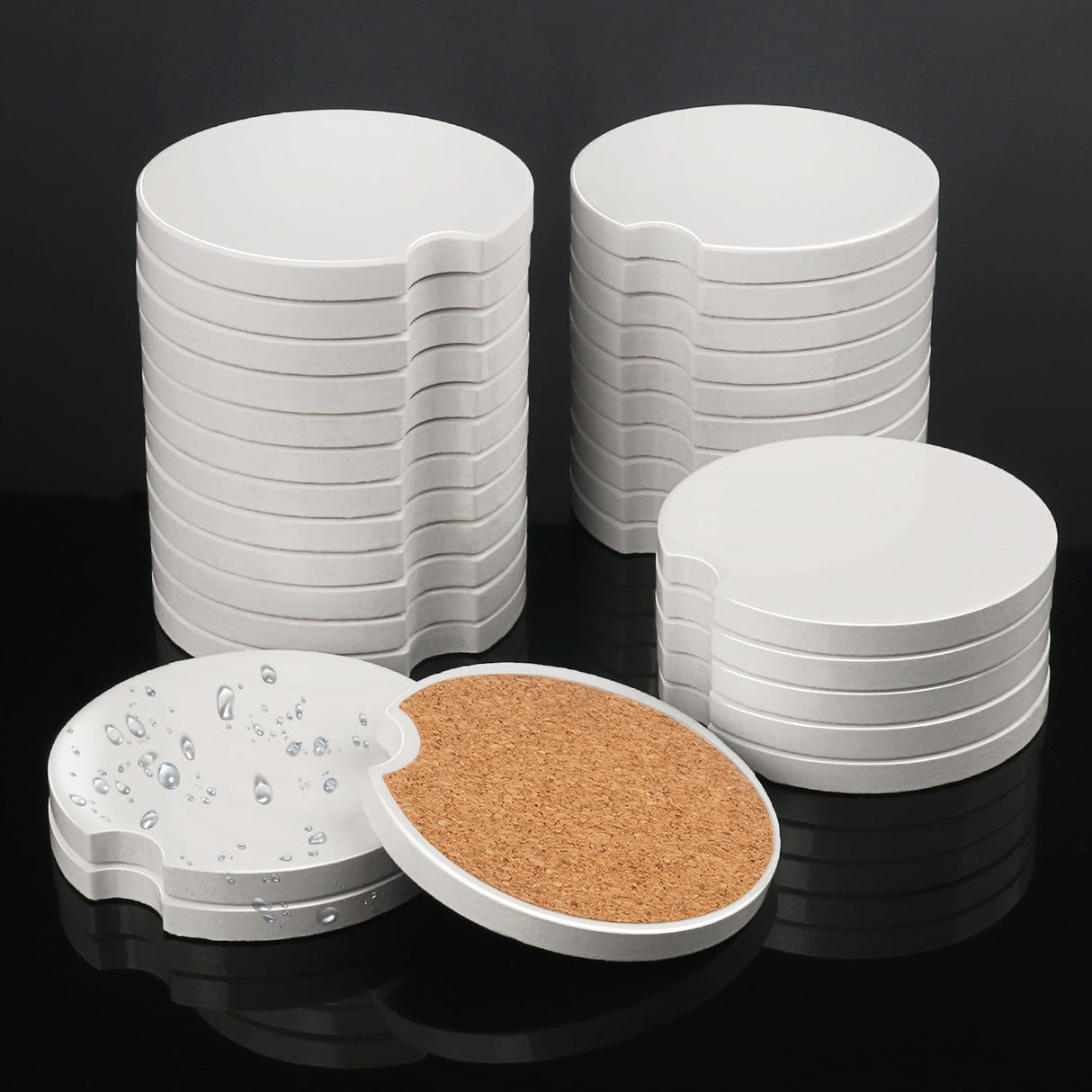 50 PCS 2.56 in Sublimation Car Coasters, Auto Coasters for Cup Holders,Auto Cupholder Coasters with Finger Notch and DIY Personalization Option,Keep Car from Cold Drink Sweat Stain Spill,by GNIEMCKIN GNIEMCKIN