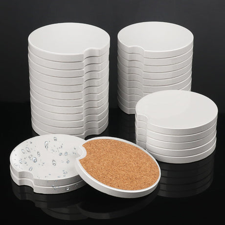 50 PCS 2.56 in Sublimation Car Coasters, Auto Coasters for Cup Holders,Auto Cupholder Coasters with Finger Notch and DIY Personalization Option,Keep Car from Cold Drink Sweat Stain Spill,by GNIEMCKIN GNIEMCKIN