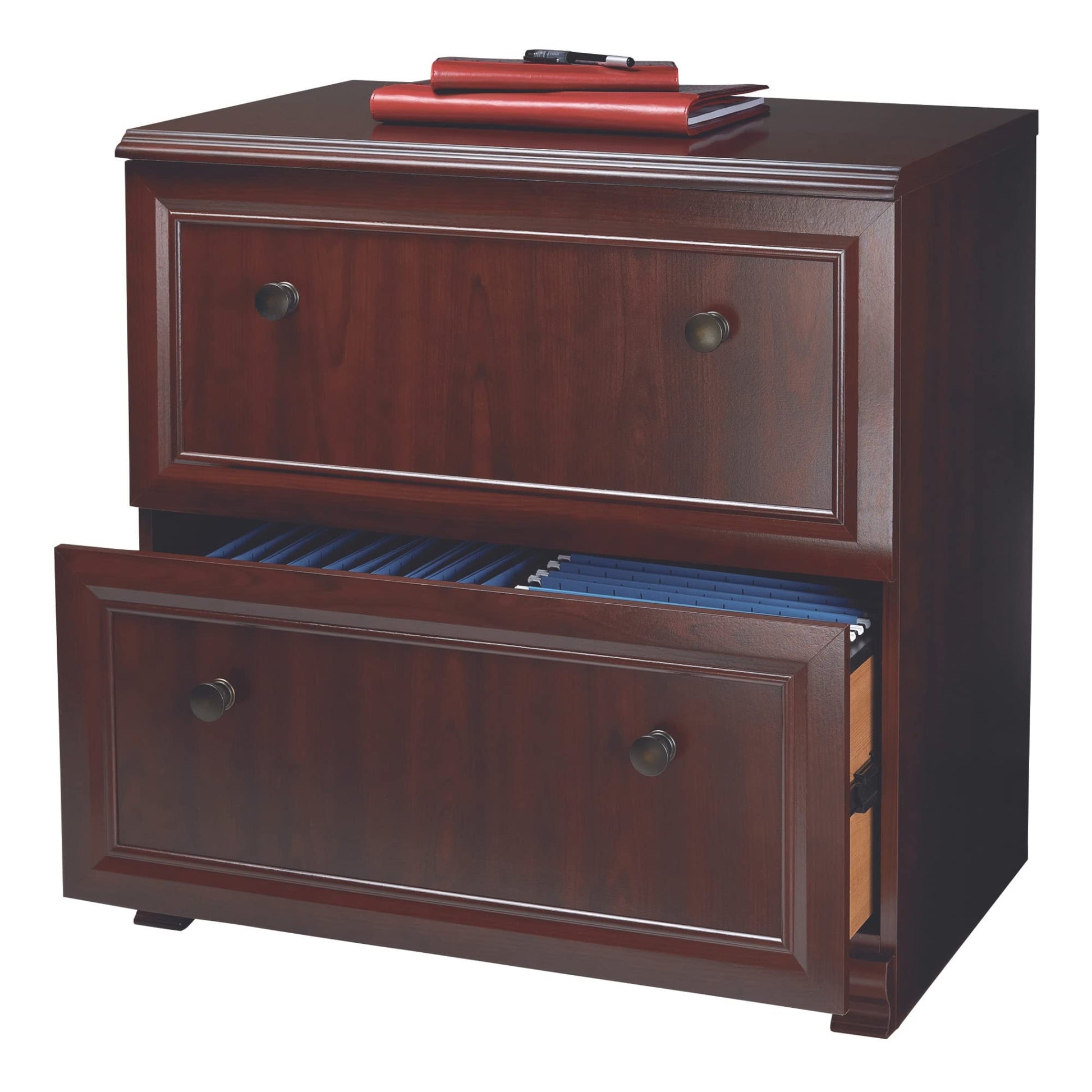 Realspace® Broadstreet 29-1/2"W x 19" D Lateral 2-Drawer File Cabinet, Cherry - WoodArtSupply