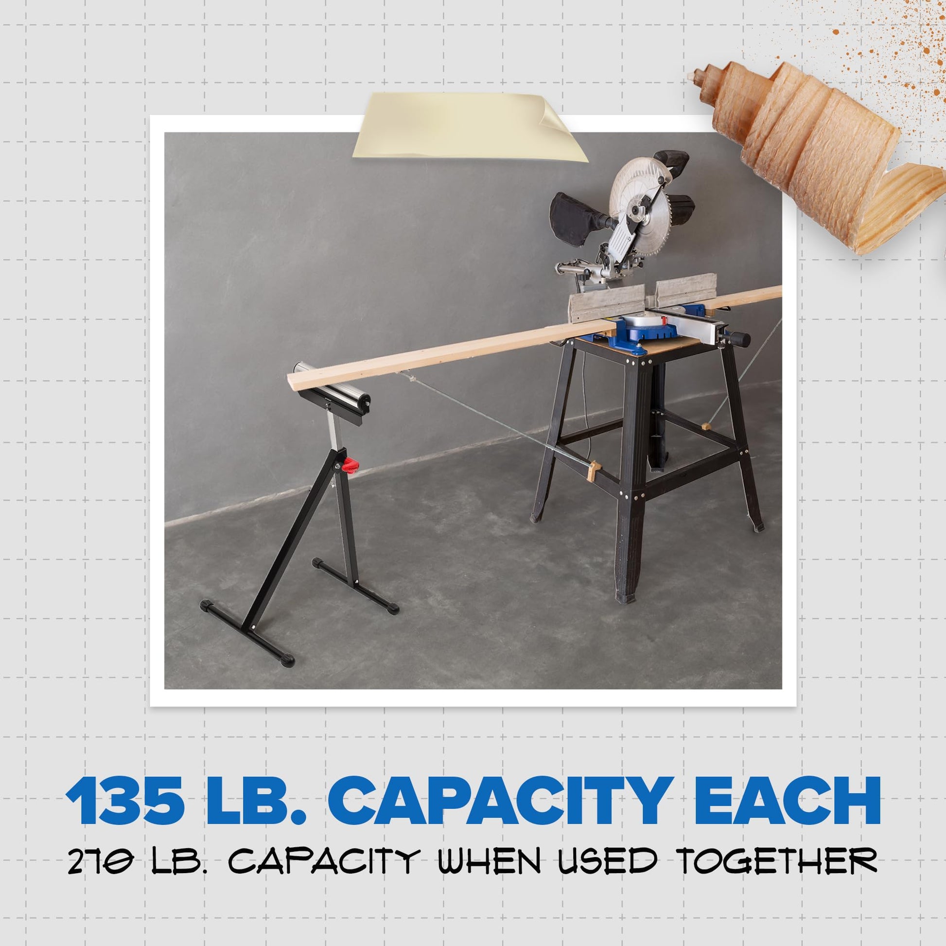 Houseables Roller Stand, Table Saw Outfeed Table, Outfeed Roller Stands for Woodworking, Roller Support Stand, Rolling Table Saw Stand, Power Tool Stands, Adjustable, Foldable, 135 LB Capacit - WoodArtSupply