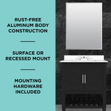 Zenna Home Bathroom Medicine Cabinet with Mirror, Frameless Bathroom Wall Cabinet with Rustproof Aluminum Body, 3 Adjustable Glass Shelves, Recessed or Surface Wall Mount Installation, 20 x 26 Inches Zenna Home