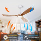 Ceiling Fans with Lights, 52 Inch Ceiling Fan with Remote/APP Control,3CCT Dimmable Light,Noiseless Reversible DC Motor,3 Solid Wood Blades,Indoor/Outdoor Ceiling Fans for Bedroom,Farmhouse,Patio ducrew