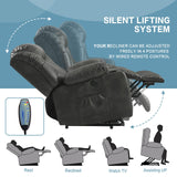 PARKOL Power Lift Recliner Chair for Elderly Breathable Leather Recliner Chair with Massage and Heat,2 Cup Holders,Electric Stand Assist,USB Ports,Gifts for Family (Grey) PARKOL