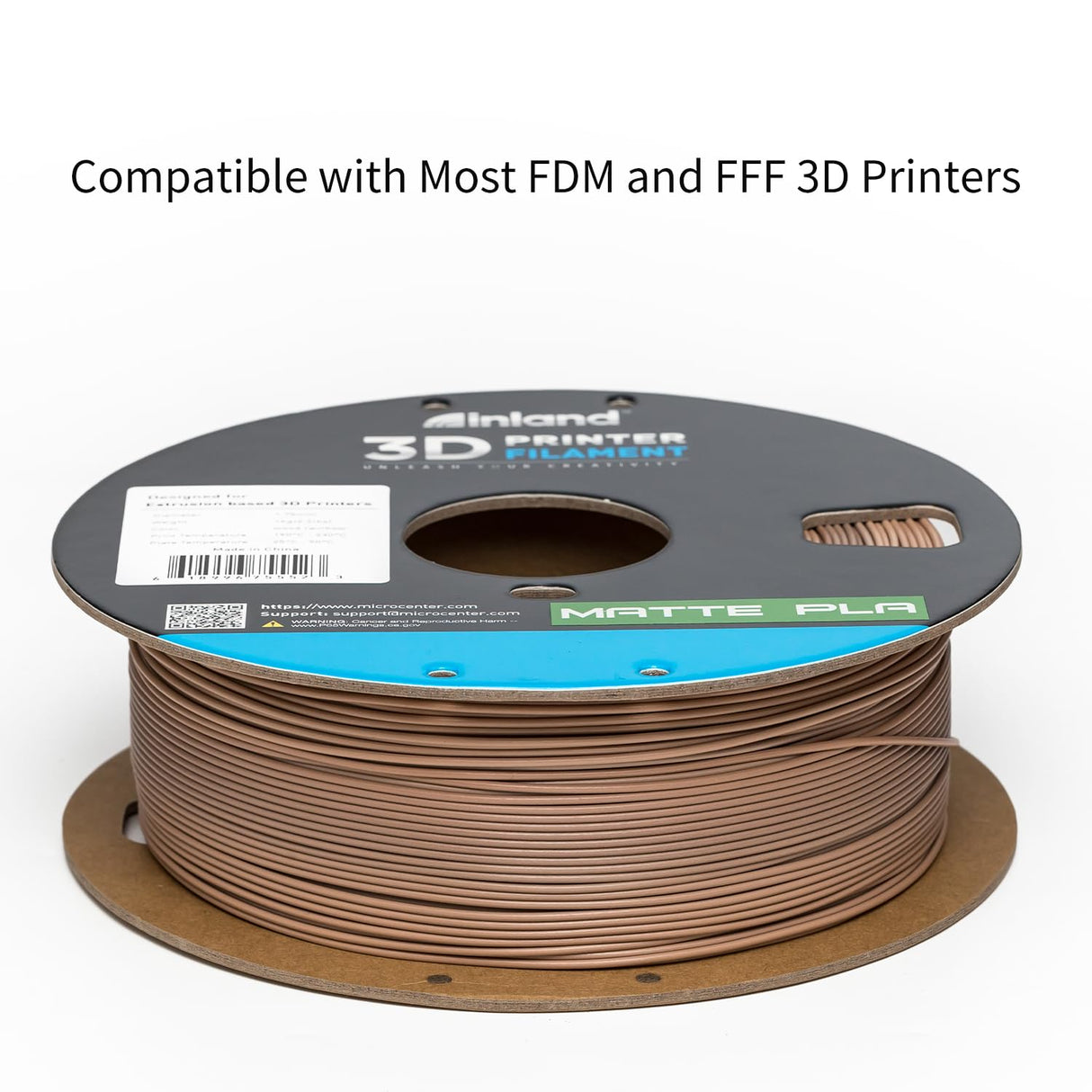 Micro Center Inland Matte PLA 3D Printer Filament, Matte Wood Rainbow 3D Printing Filament 1.75mm, 1kg Cardboard Spool (2.2 lbs), Dimensional Accuracy +/- 0.03mm, FDM/FFF 3D Printers INLAND