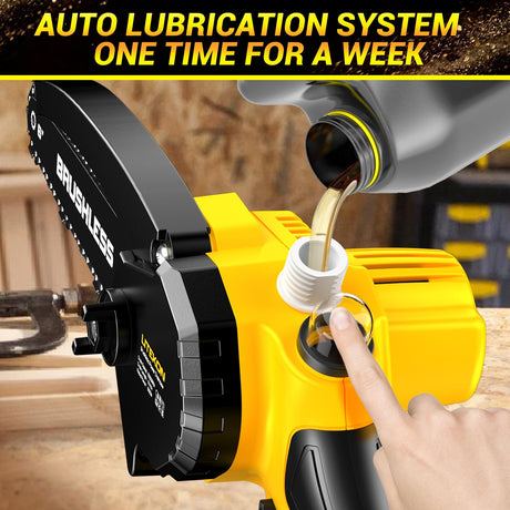 Cordless Mini Chainsaw, 1000W High Power Brushless Power Chainsaw, 2025 Upgraded 6 Inch Electric Chain Saw with 4000mAh Lithium-Ion Battery and Charger for Garden Yard Tree Branch Wood Cutting LITEKON