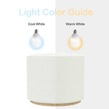 Spatial Order Bouclé Ottoman with Wooden Base – 22” Round Upholstered Footrest, Cream Textural Fabric, Modern Accent Stool for Living Room & Bedroom Spatial Order