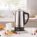 Elite Gourmet EC812 Electric 12-Cup Coffee Percolator with Keep Warm, Clear Brew Progress Knob Cool-Touch Handle Cord-less Serve, Stainless Steel Elite Gourmet