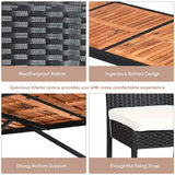 HAPPYGRILL 7 Pieces Outdoor Wicker Bar Set, Rattan Dining Set with Patio Bar Height Table & 6 Bar Stools with Cushions Outside Bar Set for Poolside Patio Backyard HAPPYGRILL