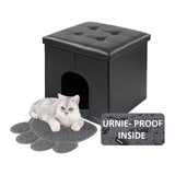 MEEXPAWS Cat Litter Box Enclosure Furniture Hidden, Cat Washroom Bench Storage Cabinet Small 19.7'' x 19.7'' x 19.7''| Dog Proof | Waterproof Inside | Easy Clean | Easy Assembly | Odor Control(Black) MEEXPAWS