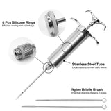 Dormercy Meat Injector Syringe Kit, Flavor Injector with 3 Marinade Needles, Stainless Steel Kitchen Food Injection Syringe for Turkey Cooking Dormercy