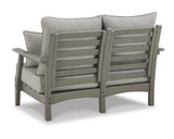 Signature Design by Ashley Outdoor Visola Patio HDPE Loveseat with Nuvella Throw Pillows, Gray Signature Design by Ashley