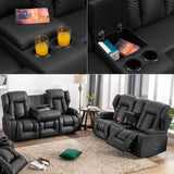 SAMERY 66" RV Loveseat Recliner Sofa, 6" Wall Hugger Reclining Loveseat with Storage Console, Manual Faux Leather Recliner Sofa Couch for Living Room RV Theater Seating with Cup Holder SAMERY