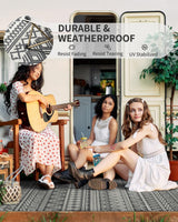 MontVoo Outdoor Rug Carpet Waterproof 5x8 Outdoor Patio Rug Mat Reverisble Plastic Straw Outdoor Rug for RV Camping Picnic Beach Balcony Boho Grey MontVoo